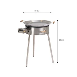 Paellasetti GrillSymbol PRO-580-INOX Ø58 cm D-400 kaasupoltin säädinletkusetti teräs