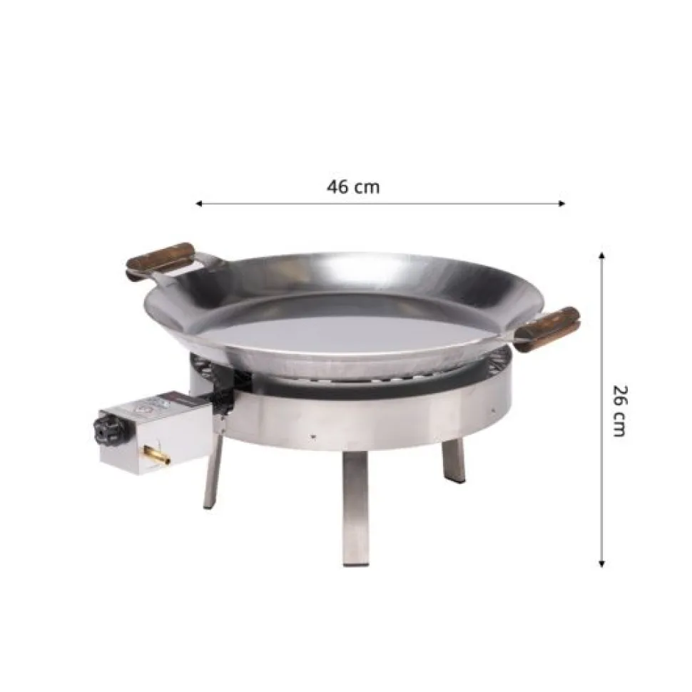 Paellasetti GrillSymbol PRO-460-INOX Ø 46 cm D-300 kaasupoltin säädinletkusetti teräs