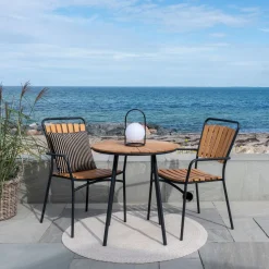 Parvekepöytä House Nordic Cleveland, ø70cm, tiikki, ruskea/musta