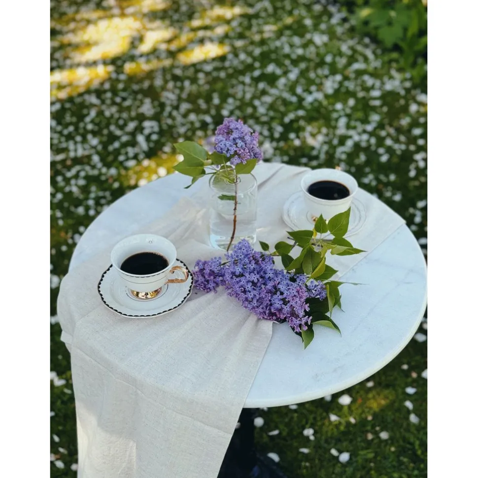 Parvekepöytä Hillerstorp Krögaren, Ø60cm, marmori/musta