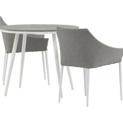 Parvekeryhmä Venture Home, ø90cm, harmaa/valkoinen Break-pöytä + 2 harmaa/valkoista Spoga-tuolia
