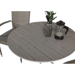 Parvekeryhmä Venture Home, ø90cm harmaa-valkoinen Parma-pöytä + 2 harmaata Anna-tuolia