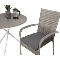 Parvekeryhmä Venture Home, ø90cm harmaa-valkoinen Parma-pöytä + 2 harmaata Anna-tuolia