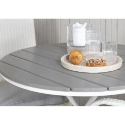 Parvekeryhmä Venture Home, ø90cm harmaa-valkoinen Parma-pöytä + 2 harmaata Anna-tuolia