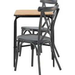 Parvekeryhmä Venture Home,  88x70cm Holmbeck-pöytä + 2 mustaa Tablas-tuolia