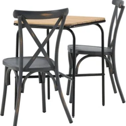 Parvekeryhmä Venture Home,  88x70cm Holmbeck-pöytä + 2 mustaa Tablas-tuolia