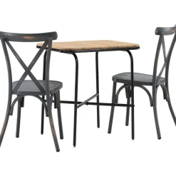 Parvekeryhmä Venture Home,  88x70cm Holmbeck-pöytä + 2 mustaa Tablas-tuolia