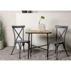 Parvekeryhmä Venture Home,  88x70cm Holmbeck-pöytä + 2 mustaa Tablas-tuolia