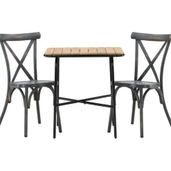Parvekeryhmä Venture Home,  88x70cm Holmbeck-pöytä + 2 mustaa Tablas-tuolia