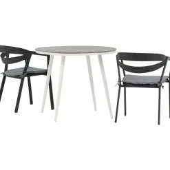 Parvekeryhmä Venture Home, ø90cm, harmaa/valkoinen Break-pöytä + 2 musta/harmaata Slit-tuolia