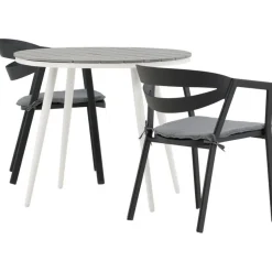 Parvekeryhmä Venture Home, ø90cm, harmaa/valkoinen Break-pöytä + 2 musta/harmaata Slit-tuolia