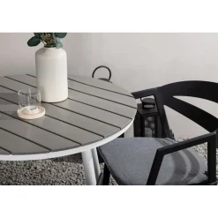 Parvekeryhmä Venture Home, ø90cm, harmaa/valkoinen Break-pöytä + 2 musta/harmaata Slit-tuolia
