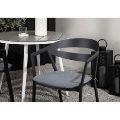 Parvekeryhmä Venture Home, ø90cm, harmaa/valkoinen Break-pöytä + 2 musta/harmaata Slit-tuolia