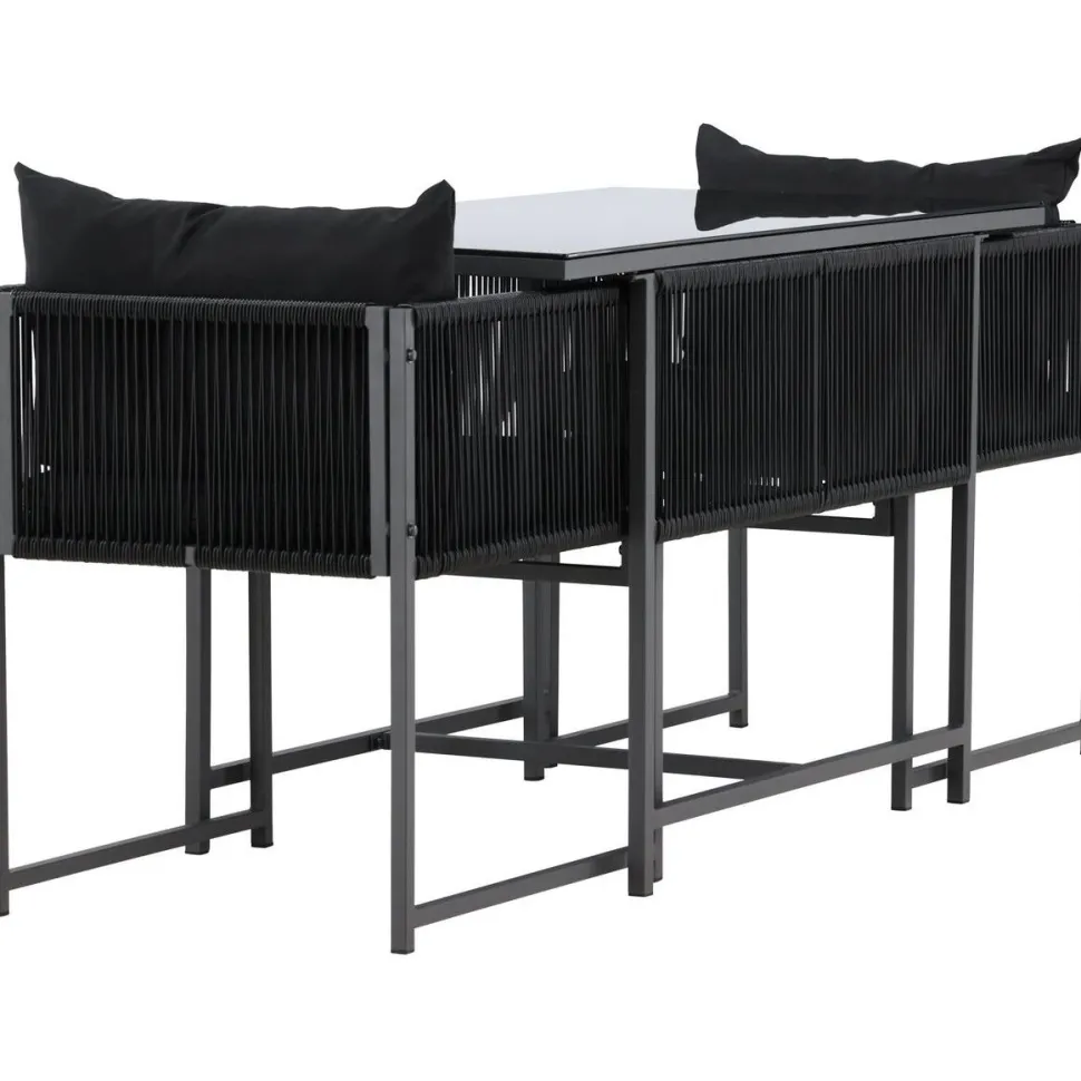 Parvekeryhmä Venture Home Noto, 120x60cm Noto-pöytä + 2 Noto-tuolia, musta