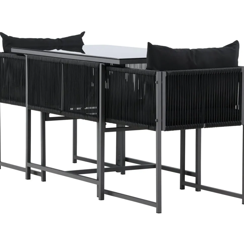 Parvekeryhmä Venture Home Noto, 120x60cm Noto-pöytä + 2 Noto-tuolia, musta