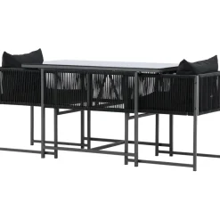 Parvekeryhmä Venture Home Noto, 120x60cm Noto-pöytä + 2 Noto-tuolia, musta
