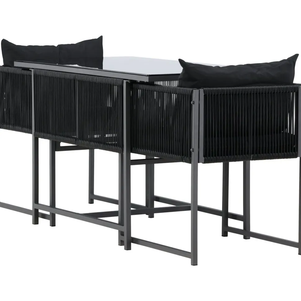 Parvekeryhmä Venture Home Noto, 120x60cm Noto-pöytä + 2 Noto-tuolia, musta