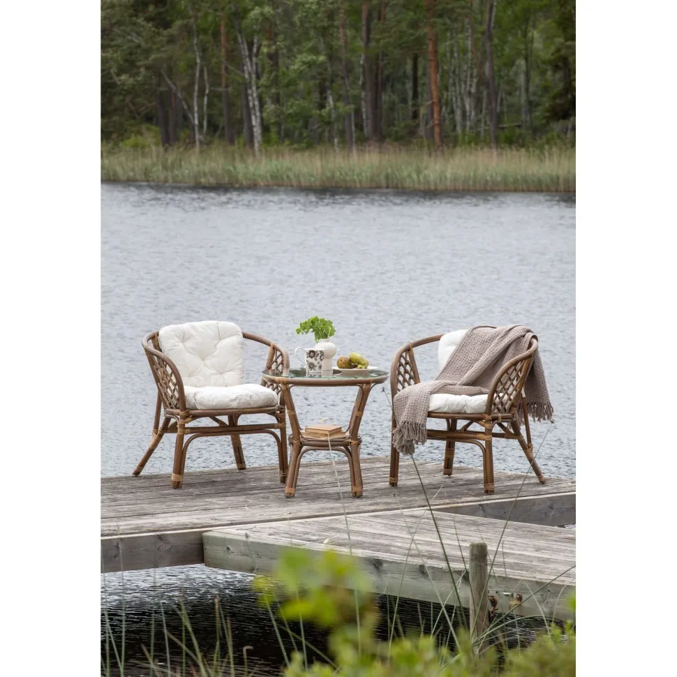 Parvekeryhmä Venture Home Wera, ø60cm pöytä + 2 tuolia, rottinki, ruskea/luonnonvalkoinen