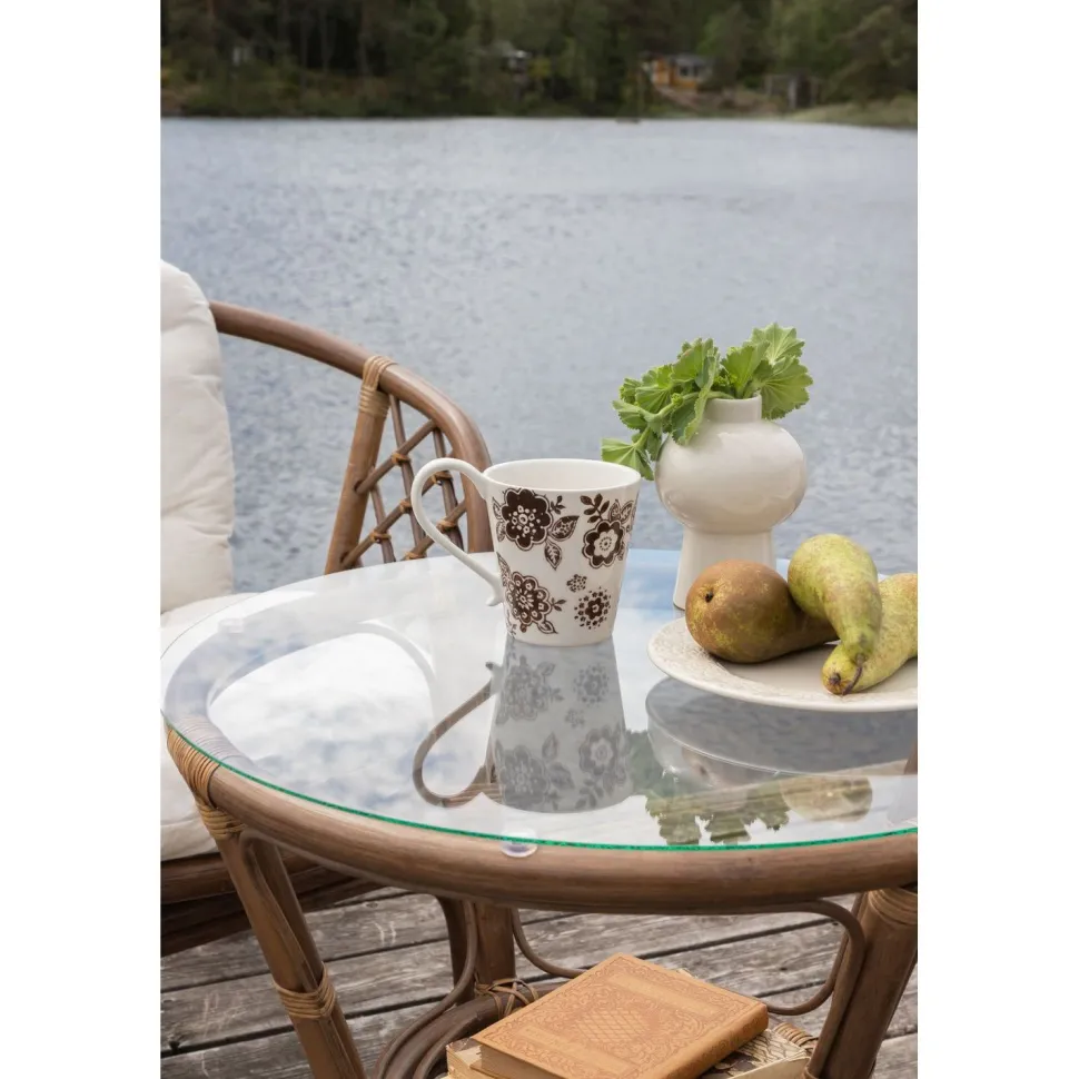 Parvekeryhmä Venture Home Wera, ø60cm pöytä + 2 tuolia, rottinki, ruskea/luonnonvalkoinen