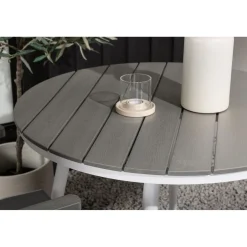 Parvekeryhmä Venture Home, ø90cm, harmaa/valkoinen Break-pöytä + 2 harmaata Albany-säätötuolia
