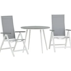 Parvekeryhmä Venture Home, ø90cm, harmaa/valkoinen Break-pöytä + 2 harmaata Albany-säätötuolia
