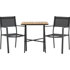 Parvekeryhmä Venture Home, 88x70cm Holmbeck-pöytä + 2 mustaa Copacabana-tuolia