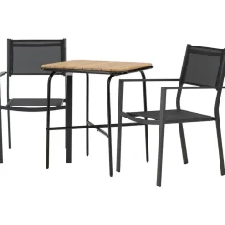 Parvekeryhmä Venture Home, 88x70cm Holmbeck-pöytä + 2 mustaa Copacabana-tuolia