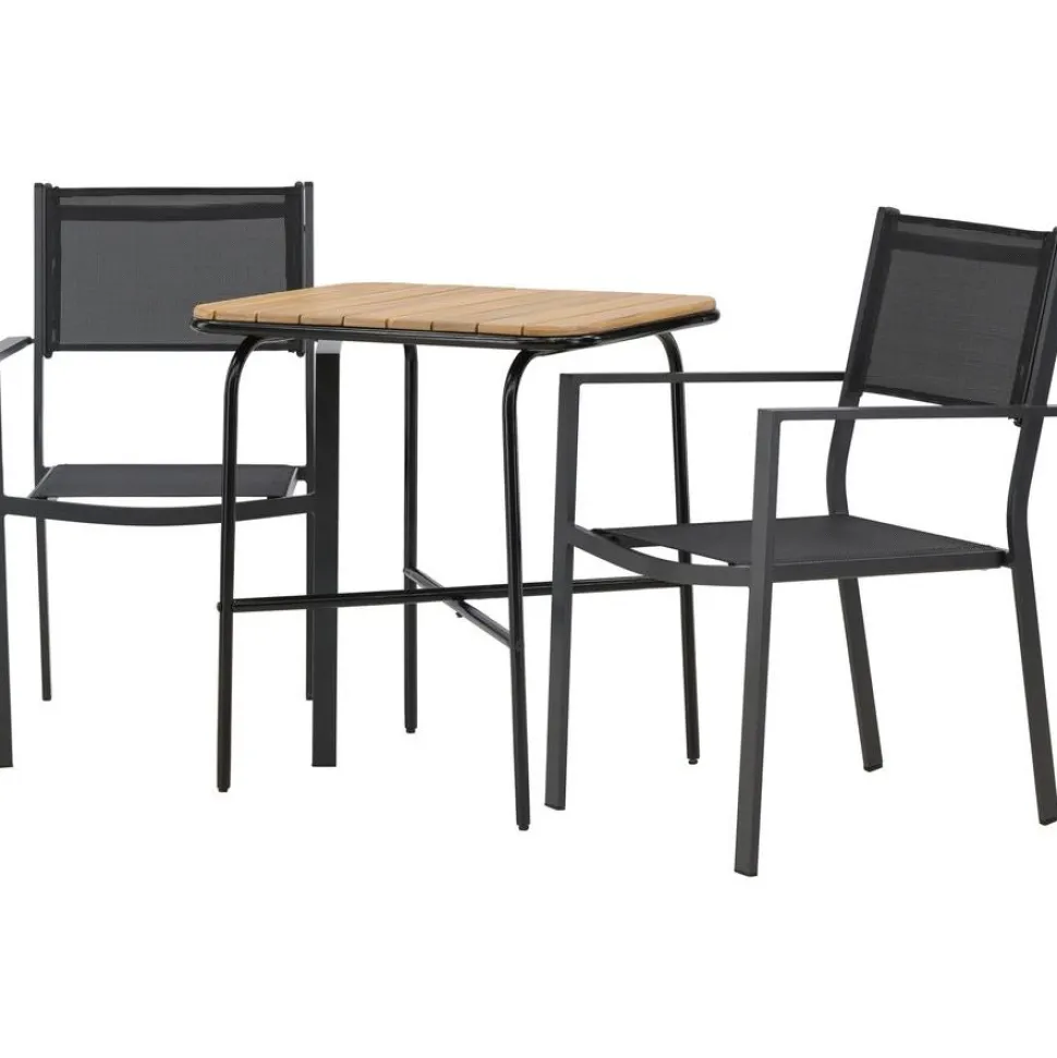 Parvekeryhmä Venture Home, 88x70cm Holmbeck-pöytä + 2 mustaa Copacabana-tuolia
