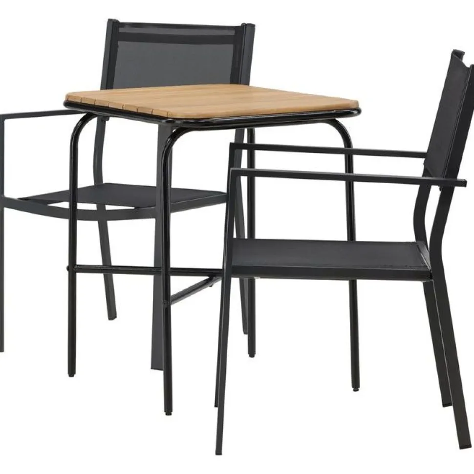 Parvekeryhmä Venture Home, 88x70cm Holmbeck-pöytä + 2 mustaa Copacabana-tuolia