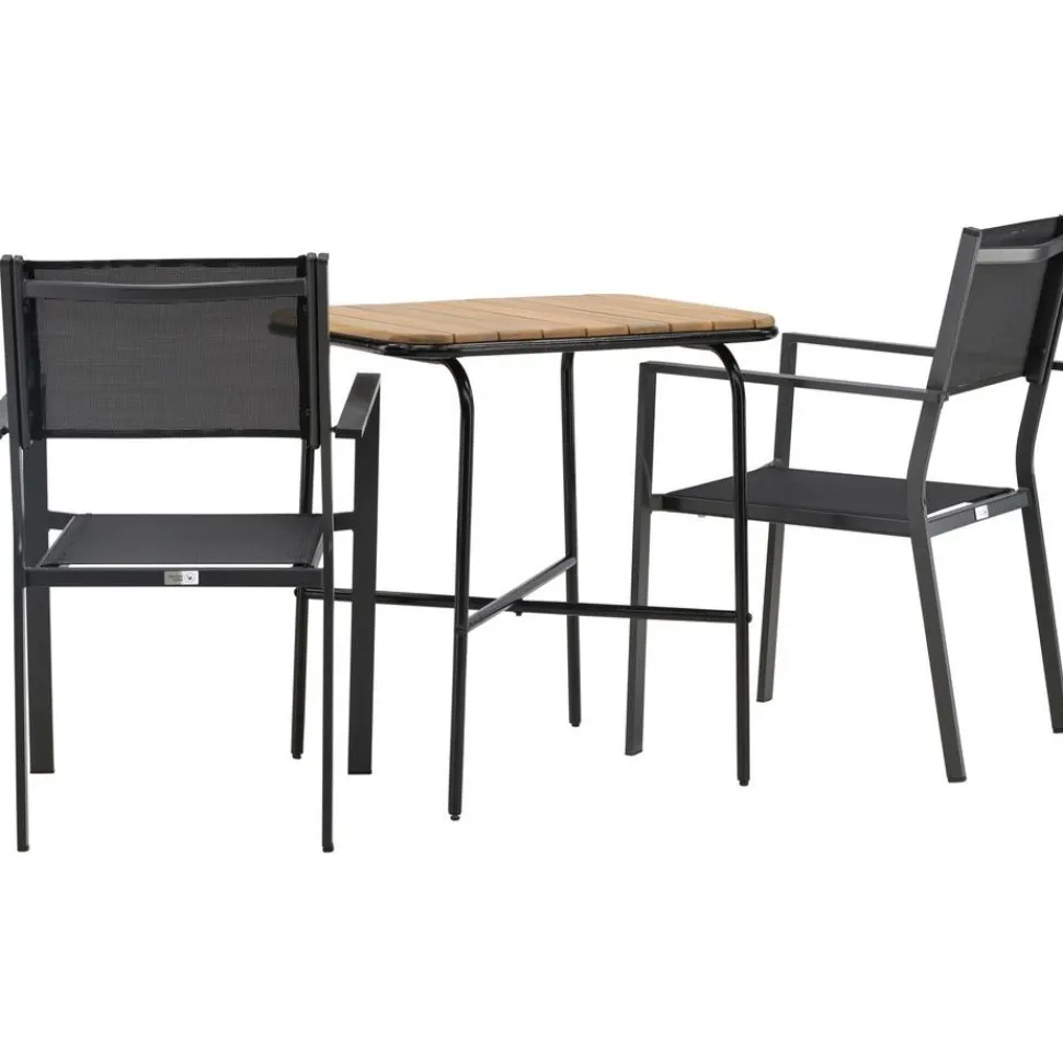 Parvekeryhmä Venture Home, 88x70cm Holmbeck-pöytä + 2 mustaa Copacabana-tuolia