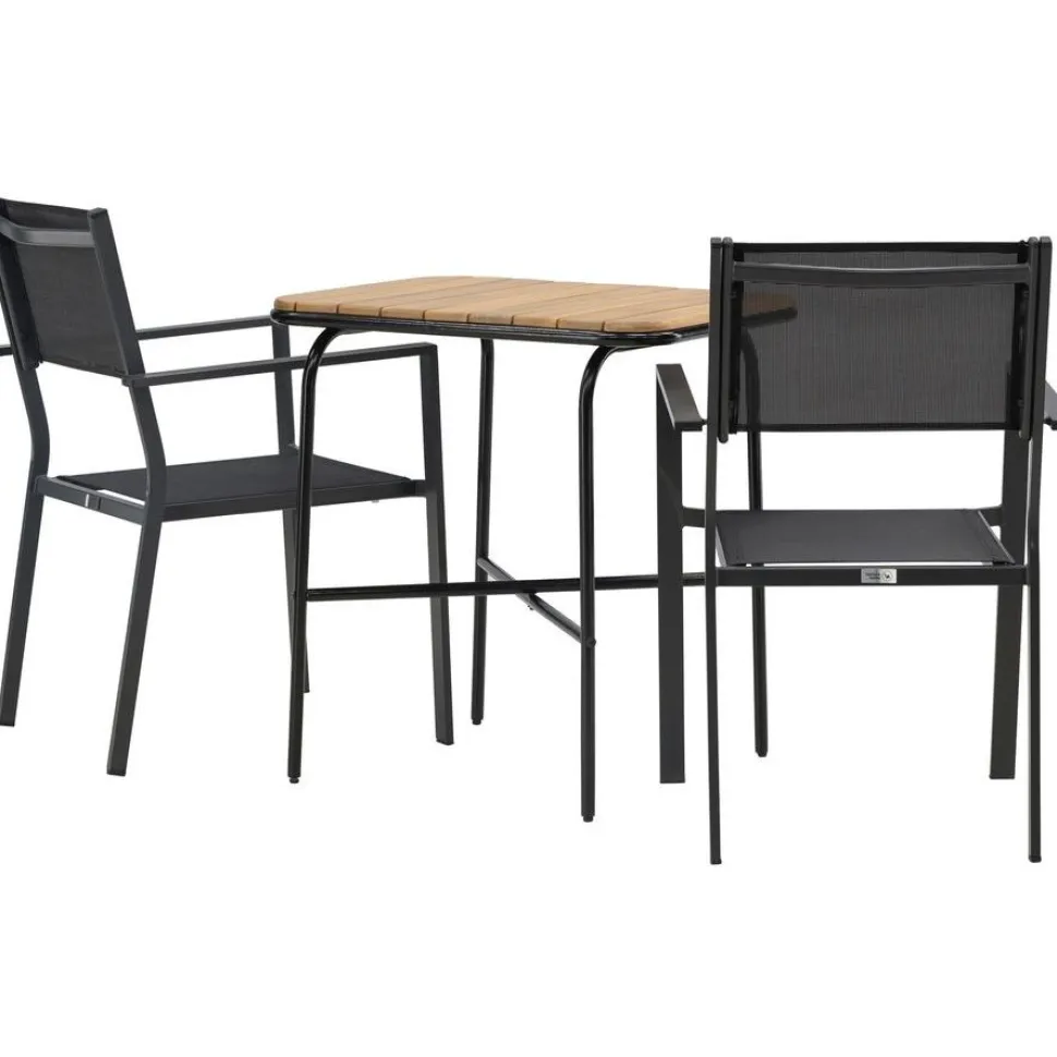 Parvekeryhmä Venture Home, 88x70cm Holmbeck-pöytä + 2 mustaa Copacabana-tuolia