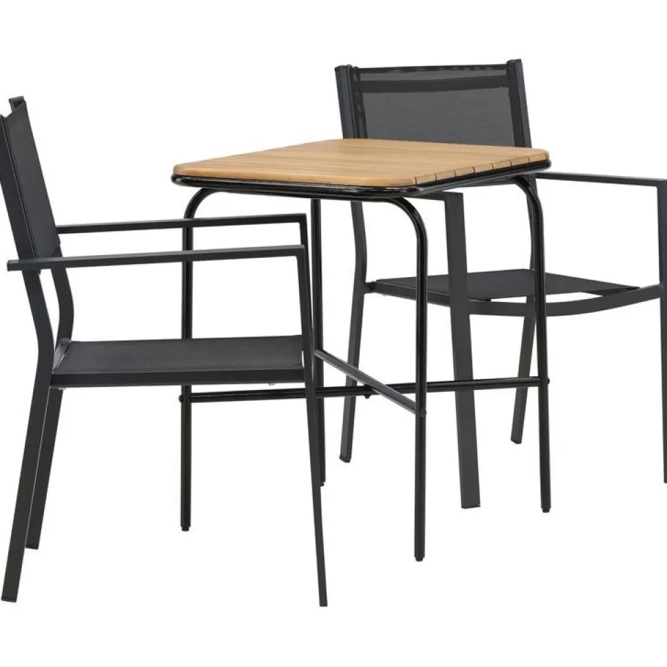 Parvekeryhmä Venture Home, 88x70cm Holmbeck-pöytä + 2 mustaa Copacabana-tuolia