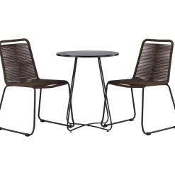 Parvekeryhmä Venture Home, ø60cm Bacong-pöytä + 2 Lindos-tuolia