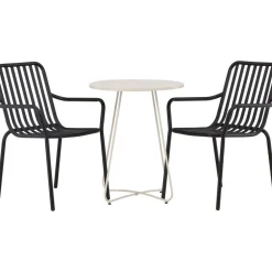 Parvekeryhmä Venture Home, ø60cm beige Bacong-pöytä + 2 mustaa Peking-tuolia