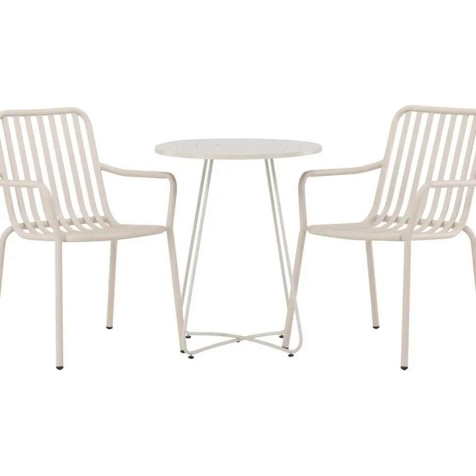 Parvekeryhmä Venture Home, ø60cm beige Bacong-pöytä + 2 mustaa Peking-tuolia