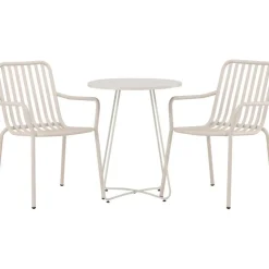 Parvekeryhmä Venture Home, ø60cm beige Bacong-pöytä + 2 mustaa Peking-tuolia