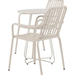 Parvekeryhmä Venture Home, ø60cm beige Bacong-pöytä + 2 mustaa Peking-tuolia