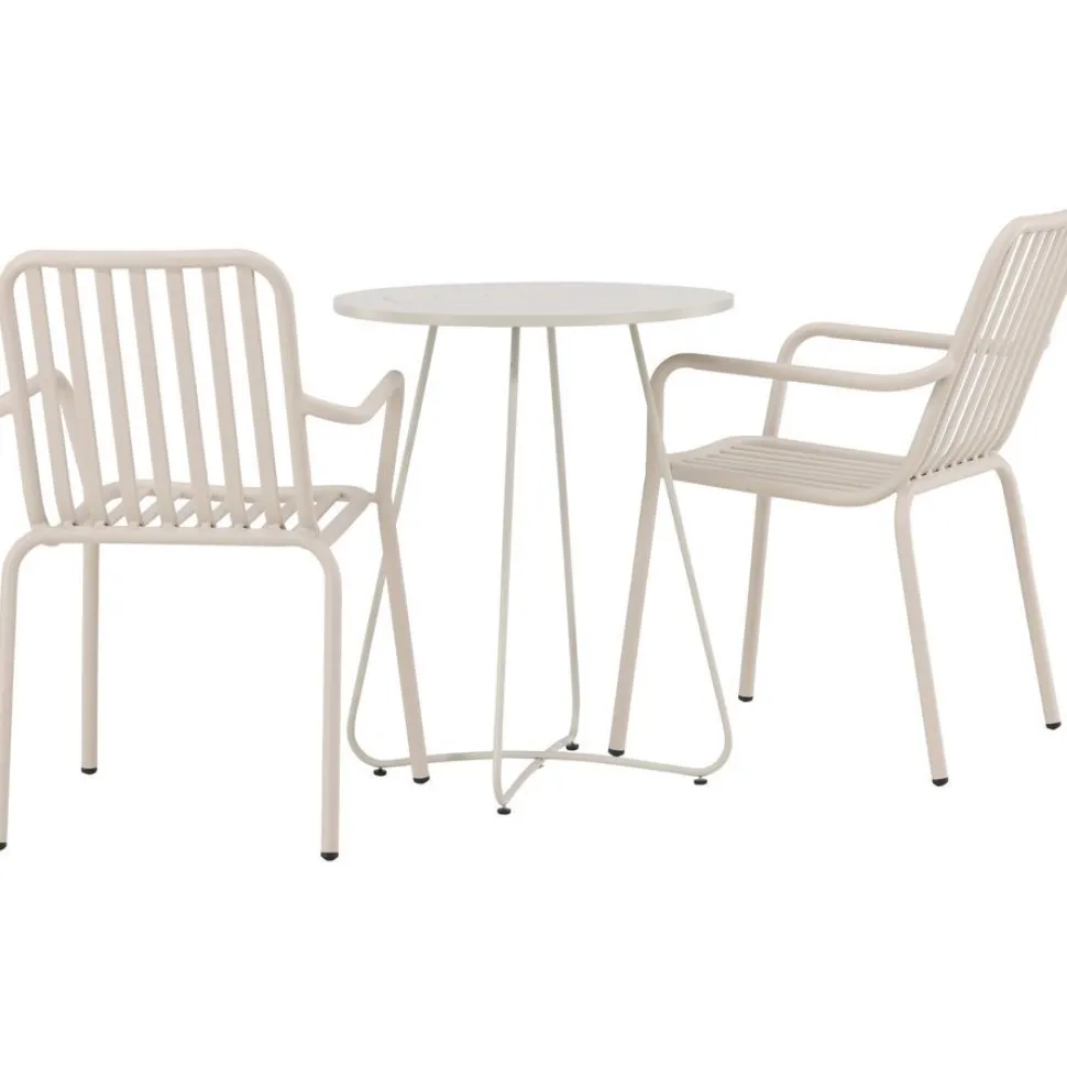 Parvekeryhmä Venture Home, ø60cm beige Bacong-pöytä + 2 mustaa Peking-tuolia