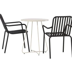 Parvekeryhmä Venture Home, ø60cm beige Bacong-pöytä + 2 mustaa Peking-tuolia