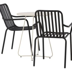Parvekeryhmä Venture Home, ø60cm beige Bacong-pöytä + 2 mustaa Peking-tuolia