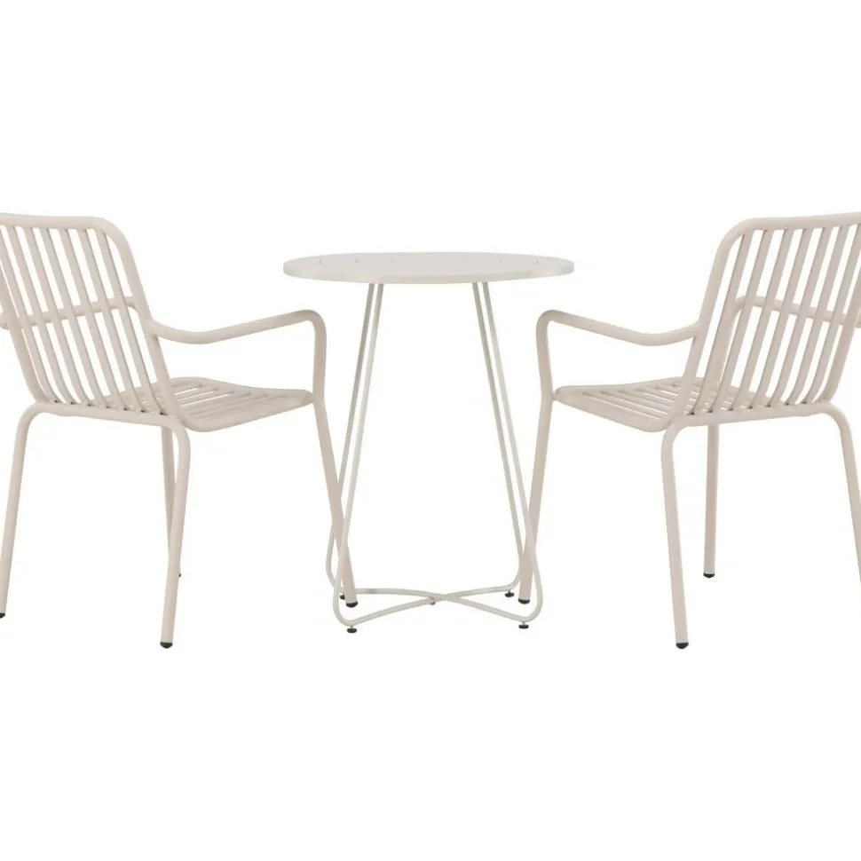 Parvekeryhmä Venture Home, ø60cm beige Bacong-pöytä + 2 mustaa Peking-tuolia