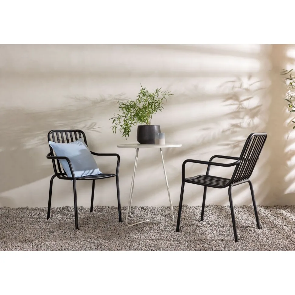 Parvekeryhmä Venture Home, ø60cm beige Bacong-pöytä + 2 mustaa Peking-tuolia
