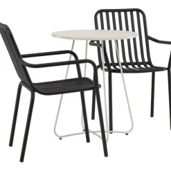 Parvekeryhmä Venture Home, ø60cm beige Bacong-pöytä + 2 mustaa Peking-tuolia