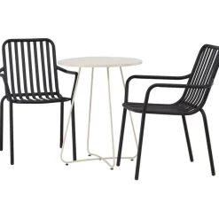 Parvekeryhmä Venture Home, ø60cm beige Bacong-pöytä + 2 mustaa Peking-tuolia