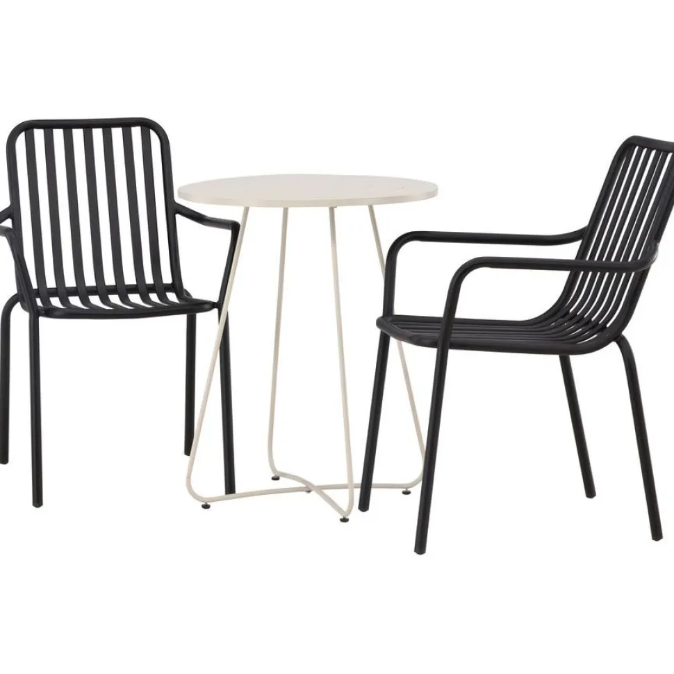 Parvekeryhmä Venture Home, ø60cm beige Bacong-pöytä + 2 mustaa Peking-tuolia
