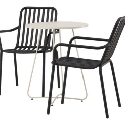 Parvekeryhmä Venture Home, ø60cm beige Bacong-pöytä + 2 mustaa Peking-tuolia