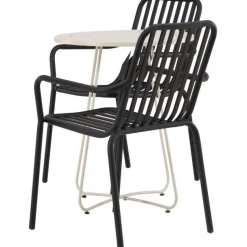 Parvekeryhmä Venture Home, ø60cm beige Bacong-pöytä + 2 mustaa Peking-tuolia