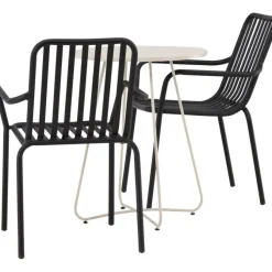 Parvekeryhmä Venture Home, ø60cm beige Bacong-pöytä + 2 mustaa Peking-tuolia