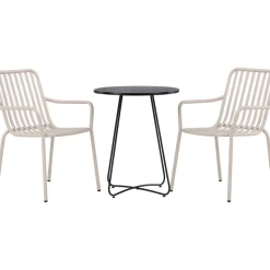 Parvekeryhmä Venture Home, ø60cm beige Bacong-pöytä + 2 mustaa Peking-tuolia