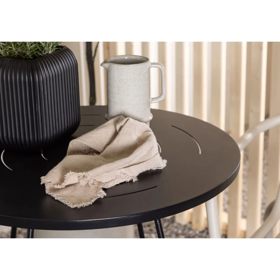 Parvekeryhmä Venture Home, ø60cm beige Bacong-pöytä + 2 mustaa Peking-tuolia